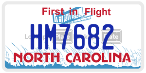 HM7682 license plate in North Carolina