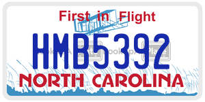 HMB5392 license plate in North Carolina
