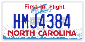 HMJ4384  license plate in NC