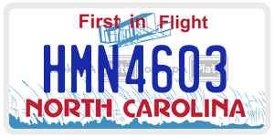 HMN4603  license plate in NC