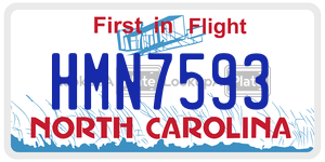 HMN7593  license plate in NC
