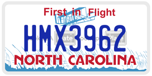 HMX3962 license plate in North Carolina