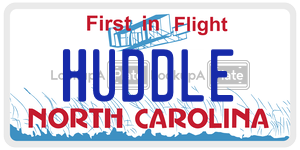 HUDDLE  license plate in NC