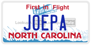 J0EPA license plate in North Carolina