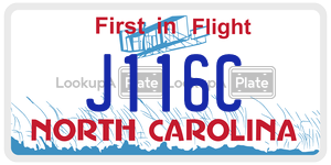 J116C  license plate in NC