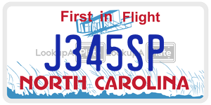 J345SP license plate in North Carolina