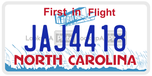 JAJ4418 license plate in North Carolina