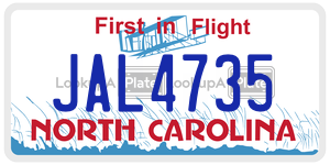 JAL4735 license plate in North Carolina