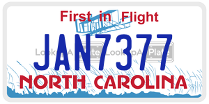 JAN7377 license plate in North Carolina