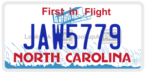 JAW5779 license plate in North Carolina