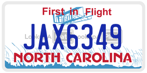 JAX6349 license plate in North Carolina