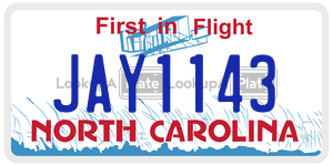 JAY1143 license plate in North Carolina