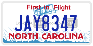 JAY8347 license plate in North Carolina