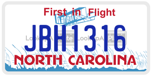 JBH1316 license plate in North Carolina