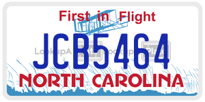 JCB5464  license plate in NC