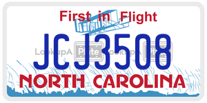 JCJ3508  license plate in NC