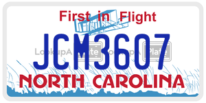 JCM3607 license plate in North Carolina