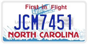 JCM7451  license plate in NC