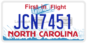 JCN7451  license plate in NC