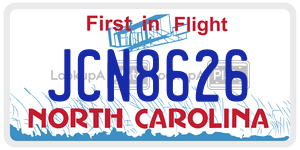 JCN8626  license plate in NC