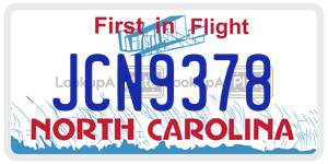JCN9378 license plate in North Carolina