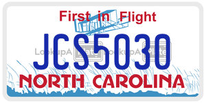 JCS5030 license plate in North Carolina