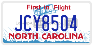 JCY8504 license plate in North Carolina
