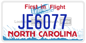JE6077 license plate in North Carolina