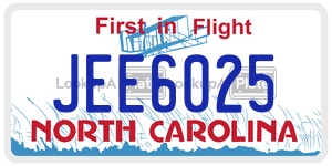 JEE6025 license plate in North Carolina