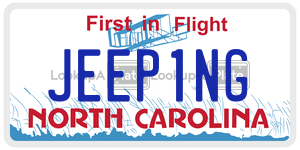 JEEP1NG license plate in North Carolina