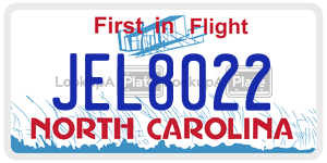 JEL8022 license plate in North Carolina