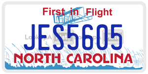 JES5605 license plate in North Carolina