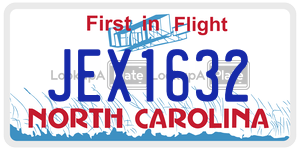 JEX1632  license plate in NC