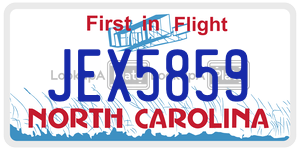 JEX5859  license plate in NC