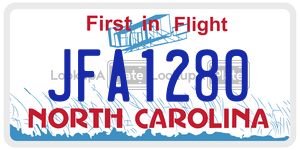 JFA1280 license plate in North Carolina