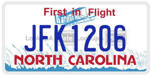 JFK1206 license plate in North Carolina