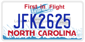 JFK2625  license plate in NC