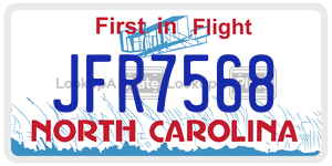 JFR7568 license plate in North Carolina