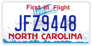 JFZ9448 license plate in North Carolina