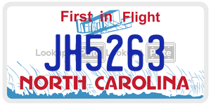 JH5263 license plate in North Carolina