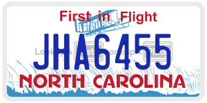JHA6455 license plate in North Carolina