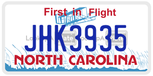 JHK3935 license plate in North Carolina