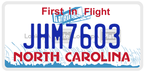 JHM7603 license plate in North Carolina