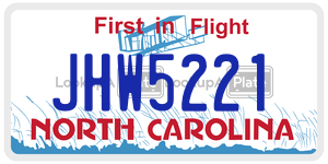 JHW5221  license plate in NC