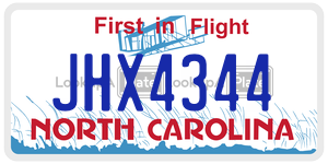 JHX4344  license plate in NC