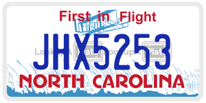 JHX5253 license plate in North Carolina