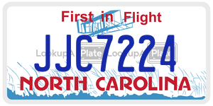 JJC7224 license plate in North Carolina