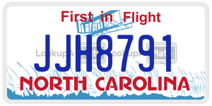 JJH8791 license plate in North Carolina