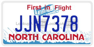 JJN7378 license plate in North Carolina
