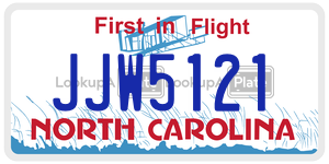 JJW5121 license plate in North Carolina